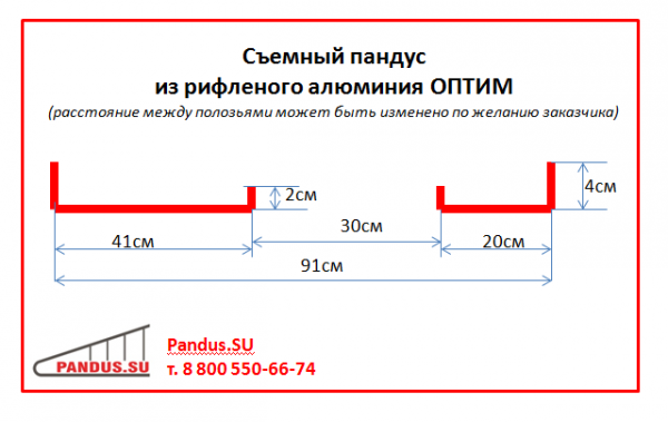 Съемный пандус из рифленого алюминия ОПТИМ