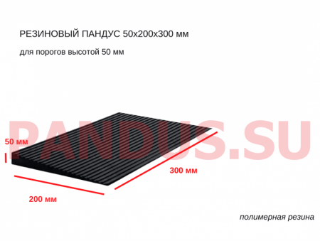 Пандус пороговый резиновый  50х200х300 мм